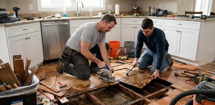 Kitchen Floor Water Damage Repair in Alvin